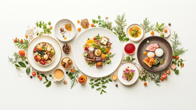 Zestaw talerzy z jedzeniem